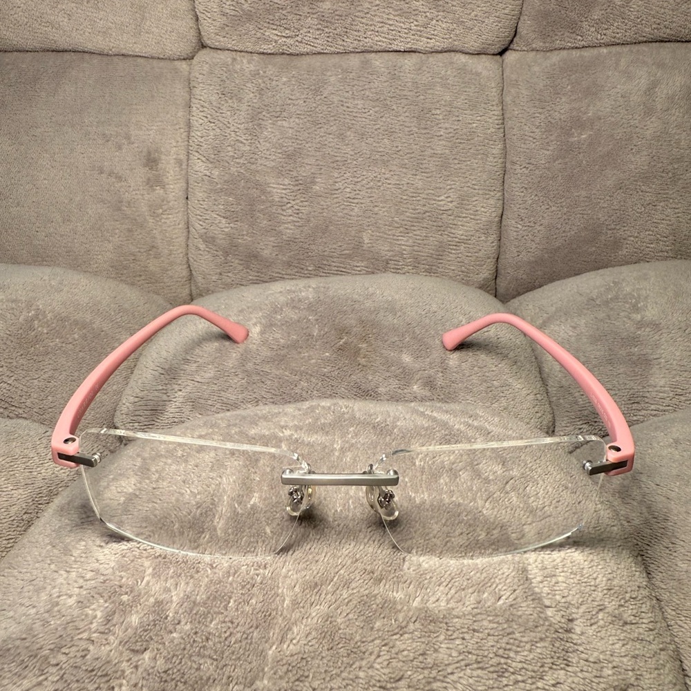 Rimless Pink Temple Women’s  Glasses frame